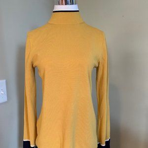 Ann Taylor, mustard yellow/ navy blue color-block sweater NWT! S